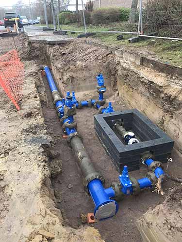 Water mains pipes installed by water network provider Aquamain