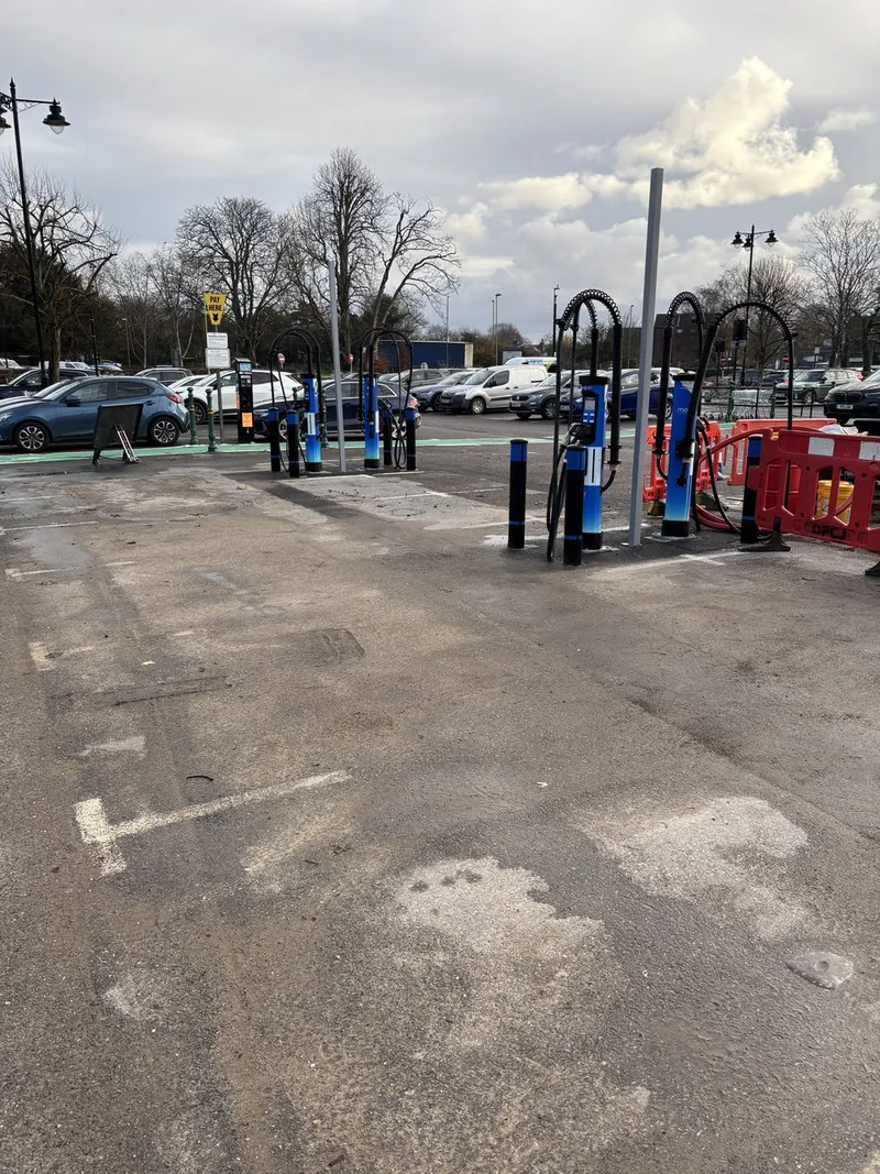 EV charge points installed and energised in a public car park