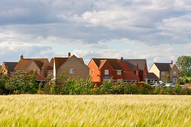 Anglian Water Region modern housing development in Suffolk