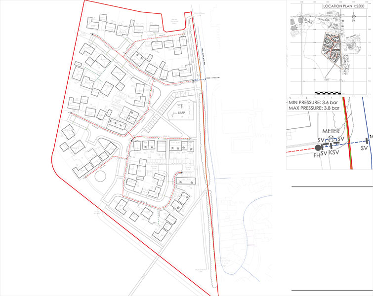 Design of water supply pipe networks to a new housing development by Aquamain